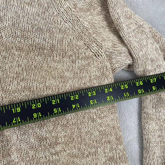 Chaps Men's Sweater XXL Tan 100% Cotton Knit  With Embroidered Chest Logo - Picture 4 of 13